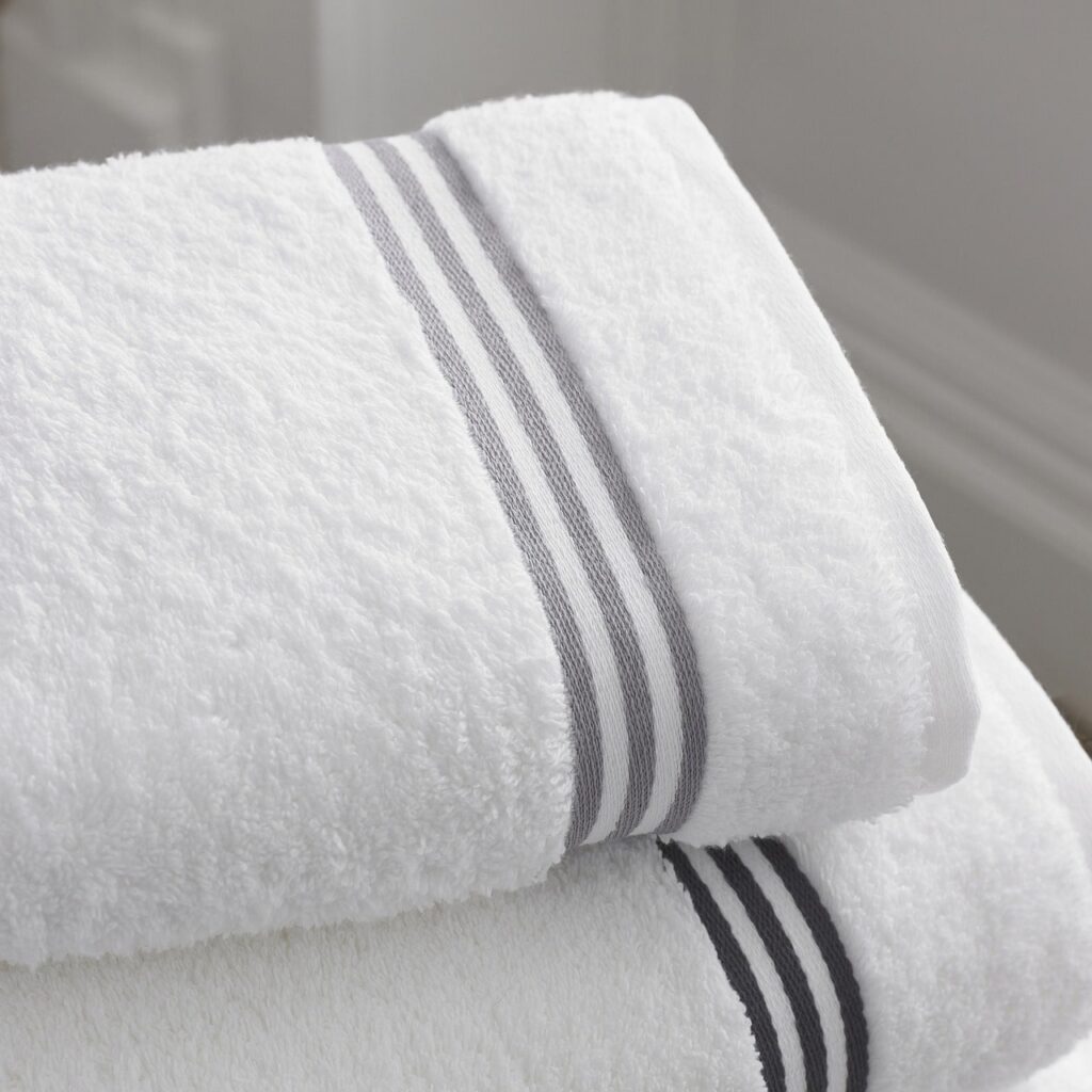 white cotton towels for kitchen and bath.