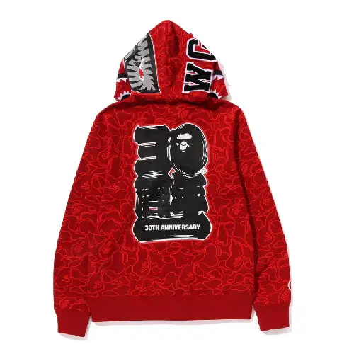 Bape-30th-Anniv.-Camo-Shark-Hoodie-Red-3