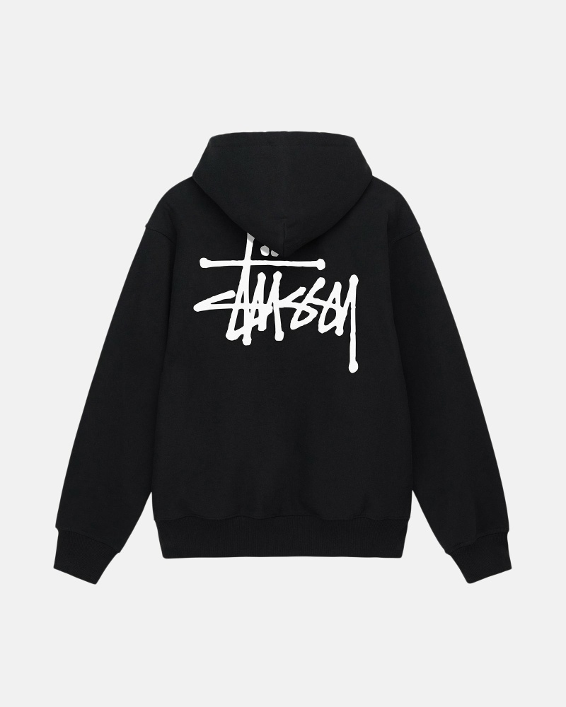 Stüssy Basic Zip Hoodie Herren Schwarz.