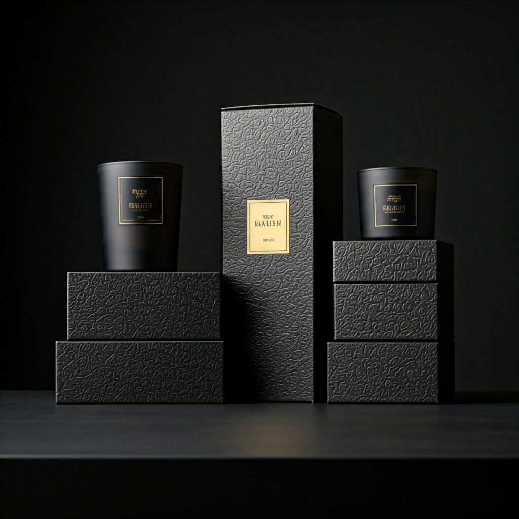 Eco-friendly luxury candle packaging boxes with elegant designs for premium presentation.