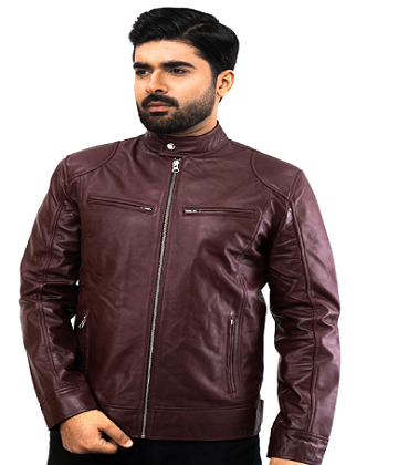 wine color leather jacket